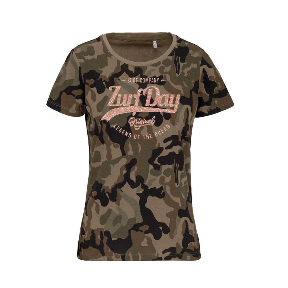 T-Shirt-Camo_Girls_front tolles kurzarm-T-Shirt Camo for Girls mit glitzer Aufdruck