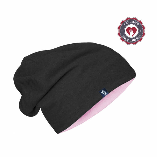 Wende Beanie, dkl.grau/rosa-0 Wende Beanie, dkl.grau/rosa-0