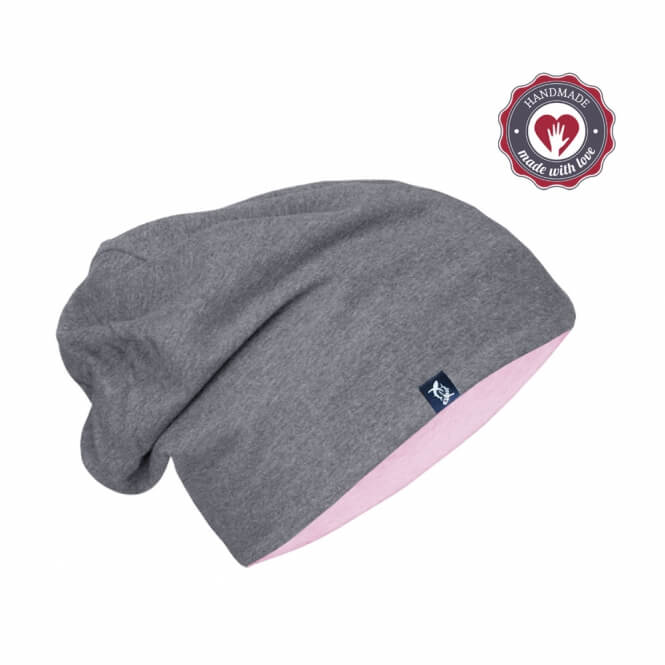 Wende Beanie, grau/rosa-0 Wende Beanie, grau/rosa-0